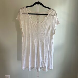 Junie and Jade White Short Sleeve Crochet Back Top